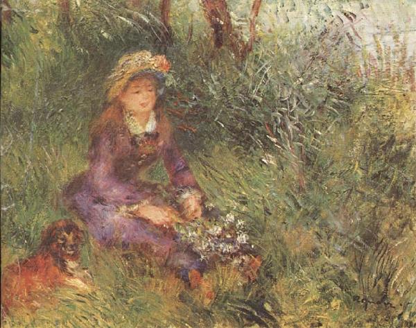 Pierre Renoir Madame Renoir met hond oil painting picture